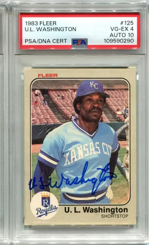 Fleer UL Washington autographed trading card from 1983 with PSA 4 grade