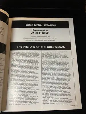 1983 National Football Foundation & College HOF Awards Dinner Program Jack Kemp