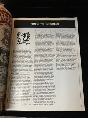 1983 National Football Foundation & College HOF Awards Dinner Program Jack Kemp