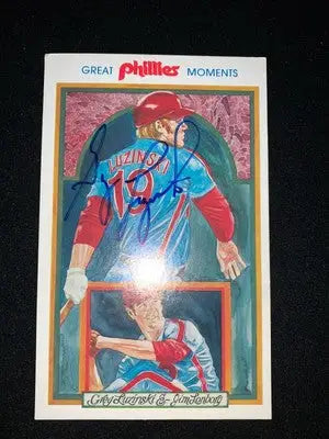Signed baseball card featuring Greg Luzinski from the 1983 Perez Great Phillies AUTO collection