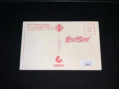 Postcard with stamp area featuring Greg Luzinski autograph from 1983 Perez Great Phillies JSA