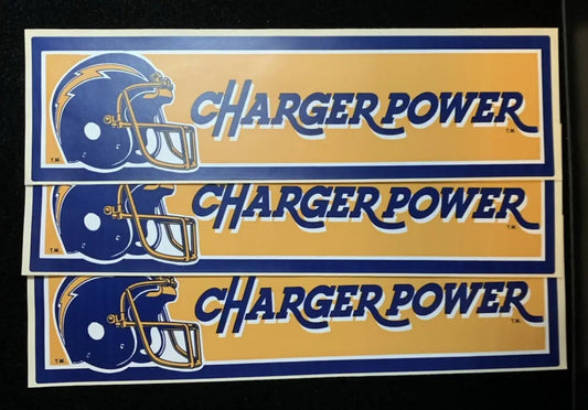 Three Charger Power stickers featuring San Diego Chargers Charger vintage design