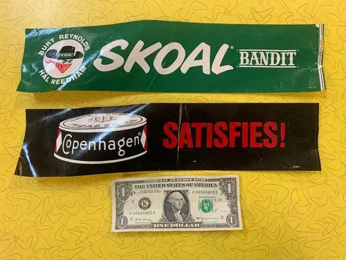 1983 SKOAL Bandit & Copenhagen Satisfies Bumper Sticker Lot 2 Vintage
