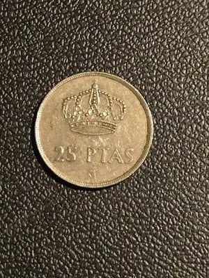 1983 Spain 25 Ptas Coin 75% Copper 25% Nickel - Very Good Condition
