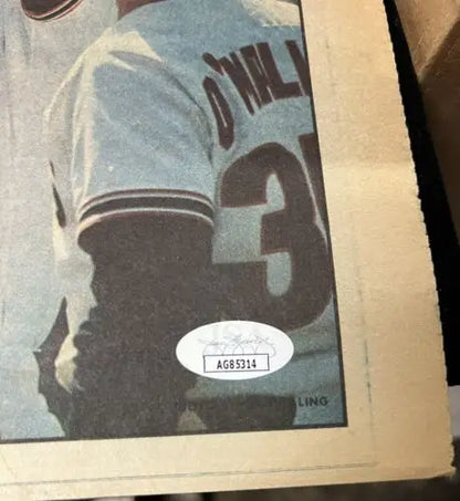 Baseball player poster of Darrell Evans in Sporting News Magazine signed by the athlete