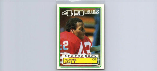 Ronnie Lott trading card from the 1983 Topps #168 collection featuring the football legend