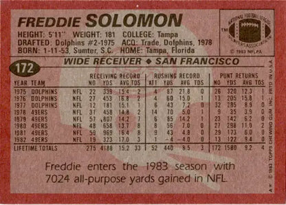 1983 Topps #172 Freddie Solomon NM-MT 49ers ID:46033 - Trading Cards