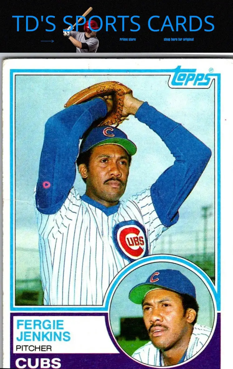 1983 Topps Fergie Jenkins baseball card collectible featuring legendary pitcher