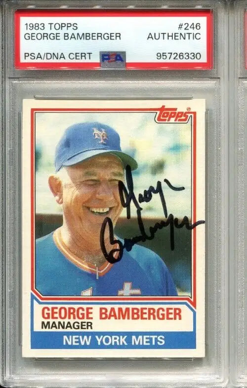 Signed George Bamberger baseball card for New York Mets sports trading collectors