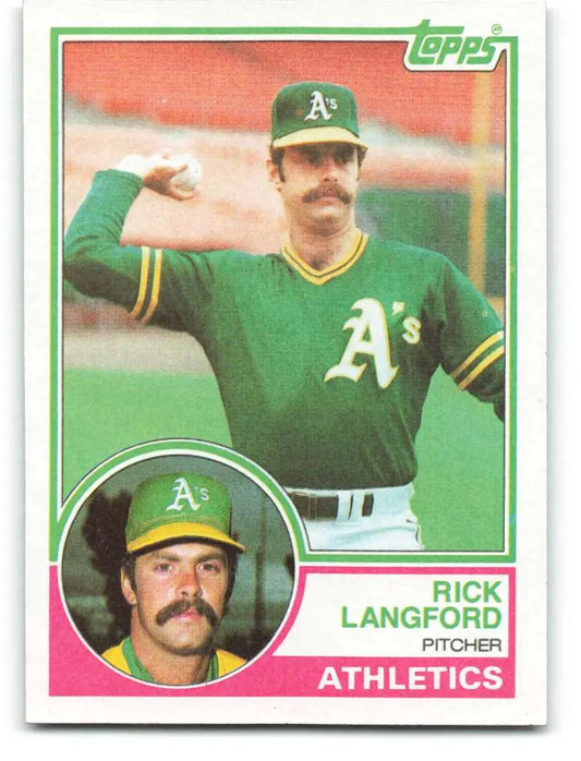 1983 Topps #286 Rick Langford EX Excellent Oakland Athletics Baseball Card - Baseball Card Single