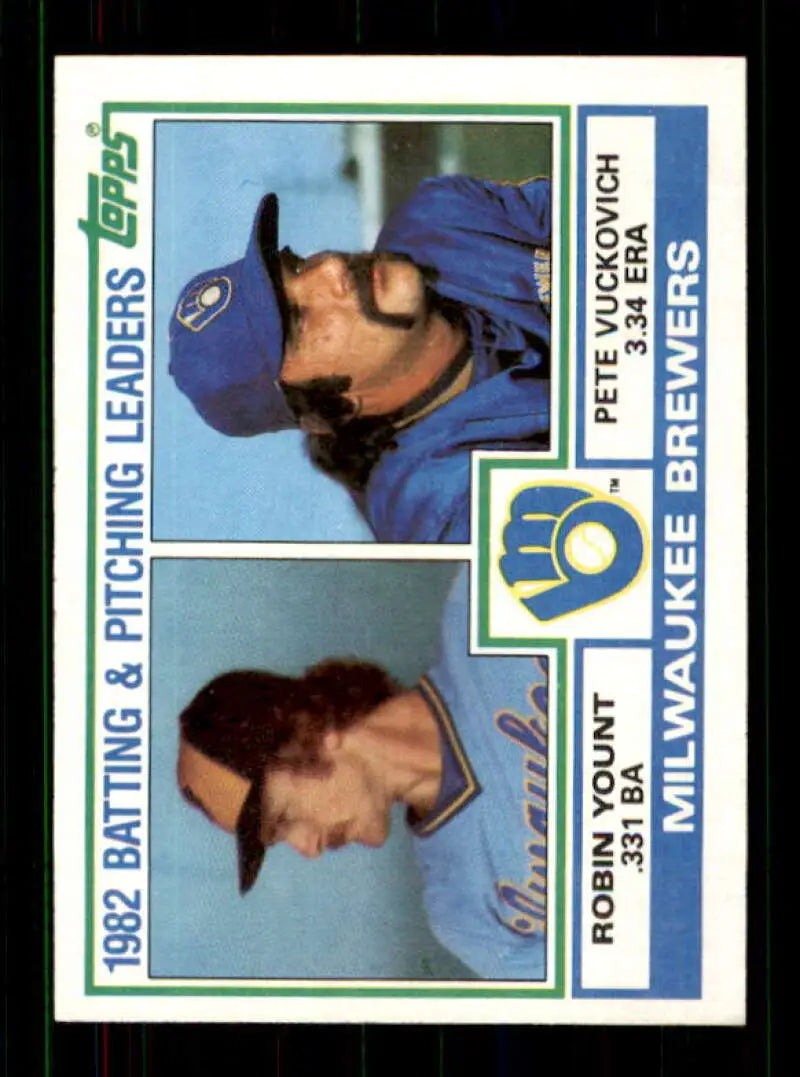 1983 Topps #321 Robin Yount/Pete Vuckovich EX Excellent Milwaukee Brewers Baseball Card - Baseball Card Single