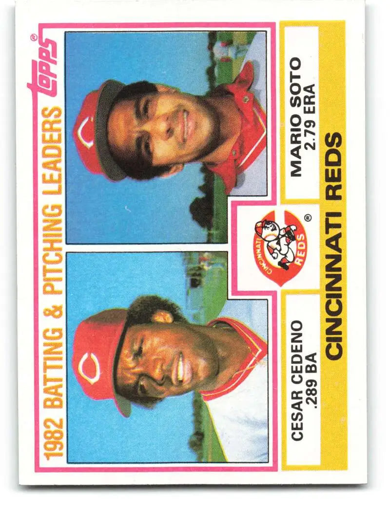 1983 Topps #351 Cesar Cedeno/Mario Soto EX Excellent Cincinnati Reds Baseball Card - Baseball Card Single