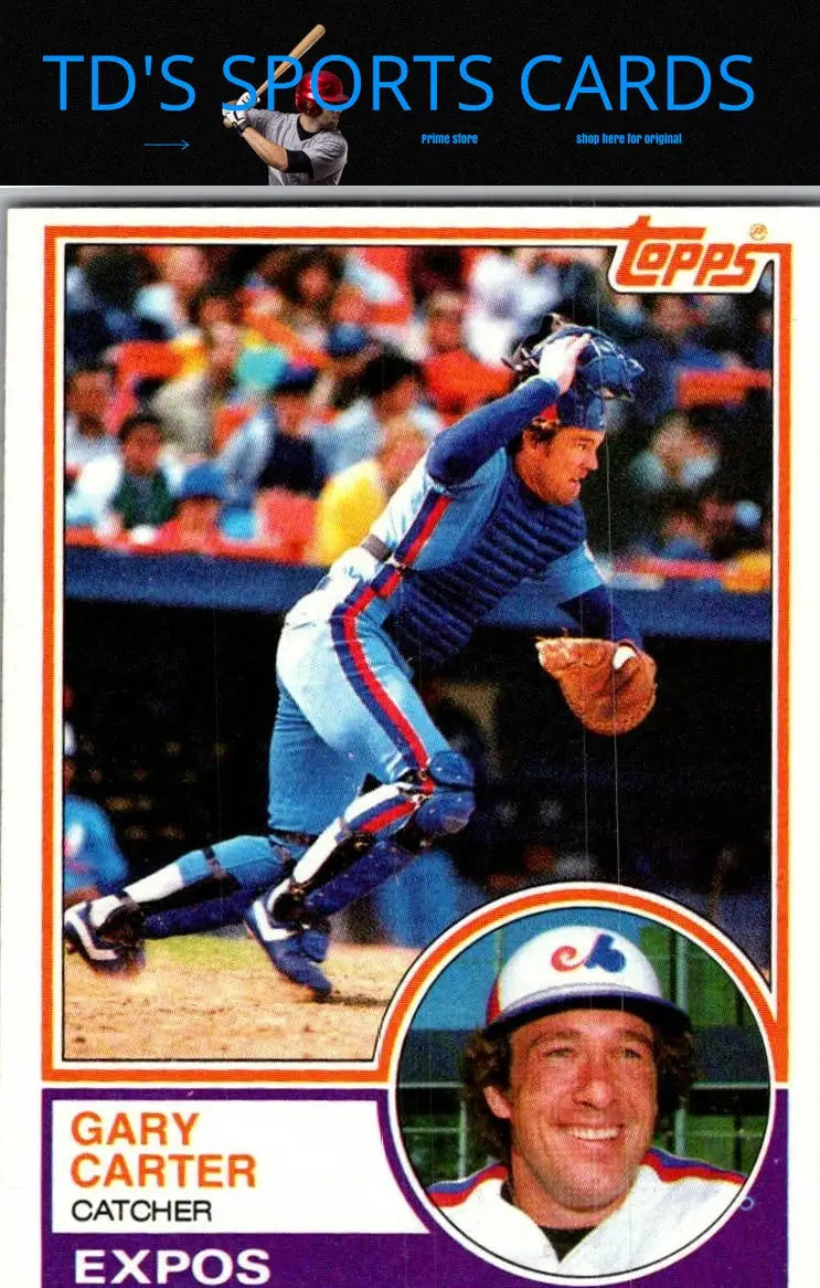 1983 Topps #370 Gary Carter baseball card showcasing legendary catcher garage sale find
