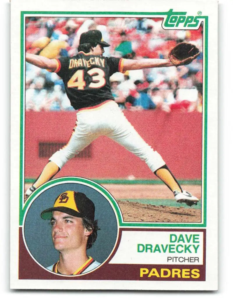 1983 Topps #384 Dave Dravecky EX Excellent RC Rookie San Diego Padres Baseball Card - Baseball Card Single
