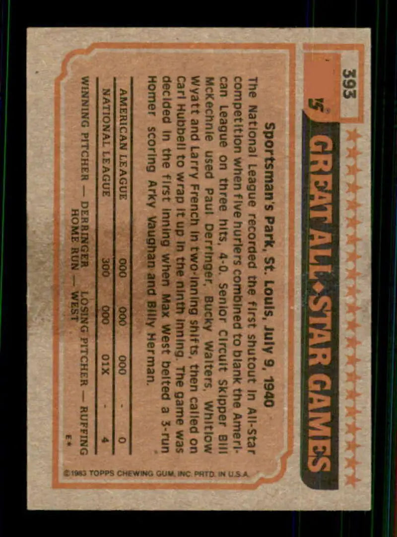 1983 Topps #393 Carlton Fisk EX Excellent Chicago White Sox Baseball Card - Baseball Card Single