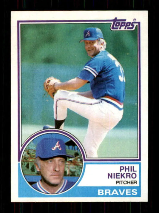 1983 Topps #410 Phil Niekro EX Excellent Atlanta Braves Baseball Card - Baseball Card Single