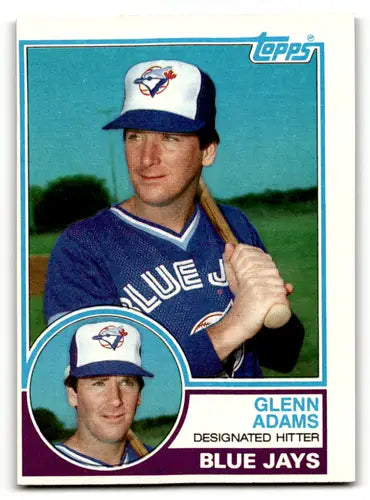 Vintage Glenn Adams baseball card with original gloss from 1983 Topps Blue Jays