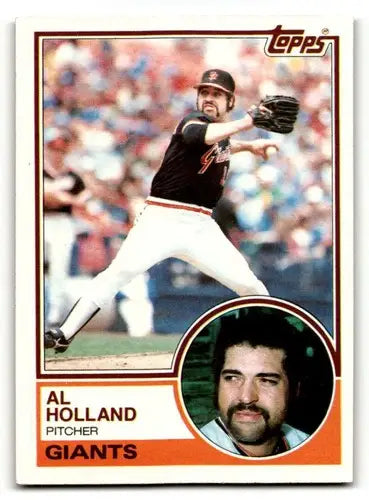 Original gloss 1983 Topps Al Holland Giants baseball card featuring Holland San Francisco