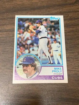 Baseball card featuring Mike Proly from 1983 Topps #597 Chicago Cubs Odd Variation