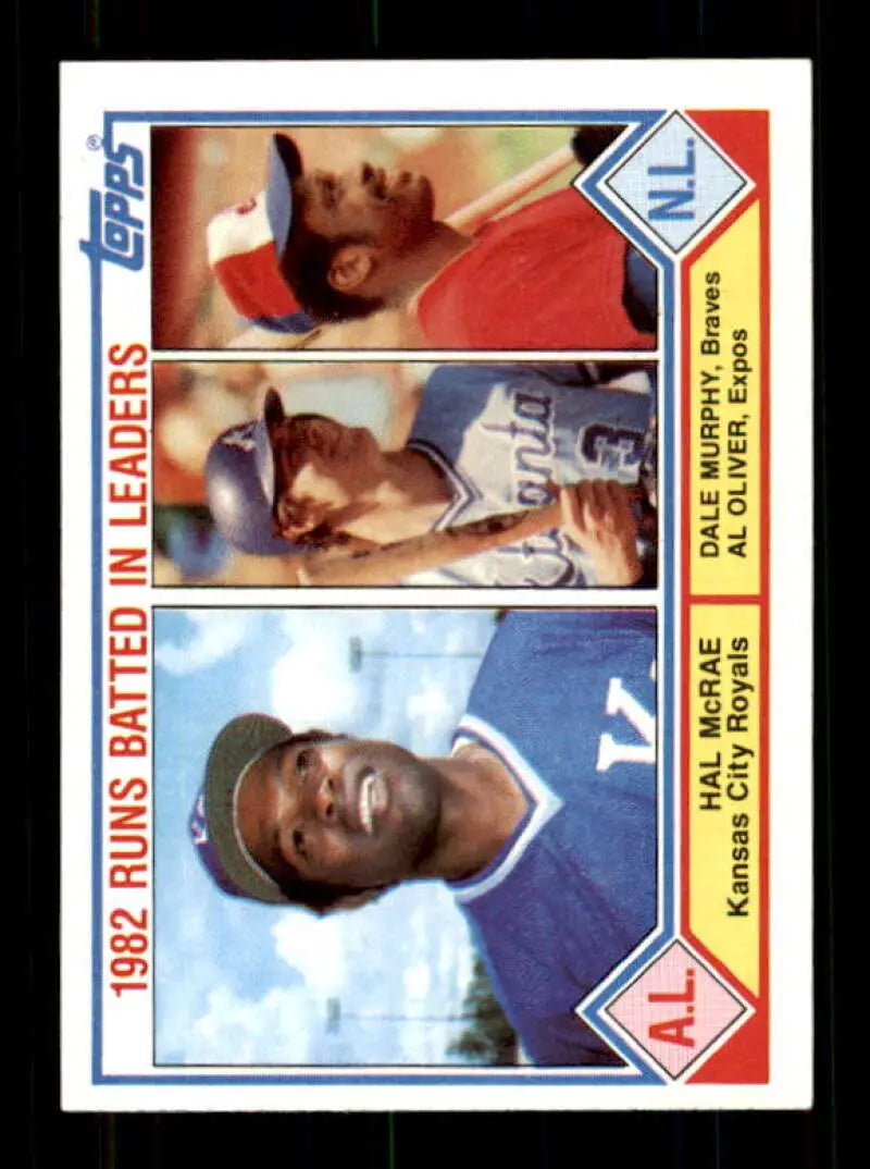 1983 Topps #703 Hal McRae/Dale Murphy/Al Oliver EX Excellent Kansas City Royals/Atlanta Braves/Montreal Expos Baseball