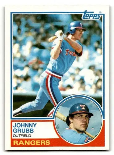 Original gloss 1983 Topps Johnny Grubb Texas Rangers baseball card near mint