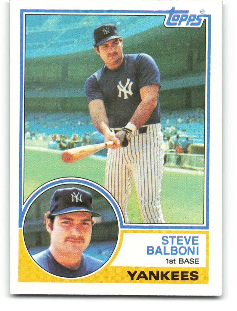 1983 Topps #8 Steve Balboni EX Excellent New York Yankees Baseball Card - Baseball Card Single