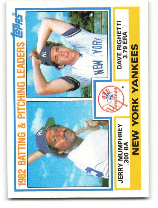 1983 Topps #81 Jerry Mumphrey/Dave Righetti EX Excellent New York Yankees Baseball Card - Baseball Card Single