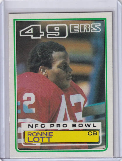 1983 Topps Football #168 Ronnie Lott card featuring San Francisco 49ers superstar