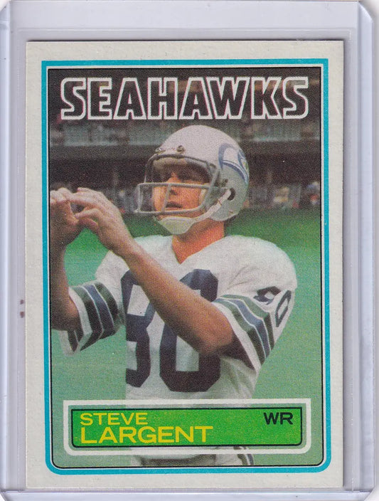 1983 Topps Football #389 Steve Largent card featuring Seattle Seahawks player