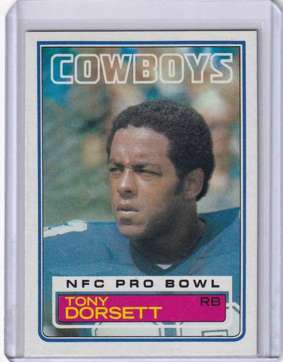 1983 Topps Football #46 Tony Dorsett card featuring the Dallas Cowboys logo