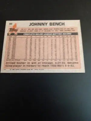 1983 Topps - Johnny Bench #60. Reds. NRMT+ - Baseball Card Single