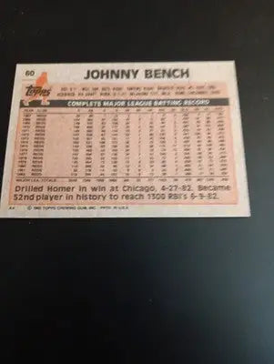 1983 Topps - Johnny Bench #60. Reds. NRMT+ - Baseball Card Single
