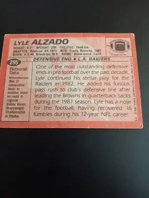 1983 Topps - Lyle Alzado #295. Raiders. EX - Football Card Single