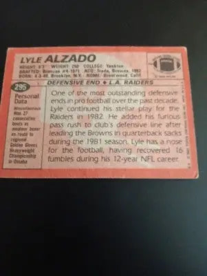 1983 Topps - Lyle Alzado #295. Raiders. EX - Football Card Single