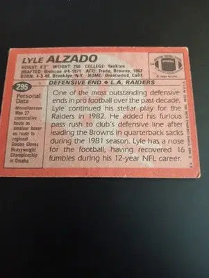 1983 Topps - Lyle Alzado #295. Raiders. EX - Football Card Single