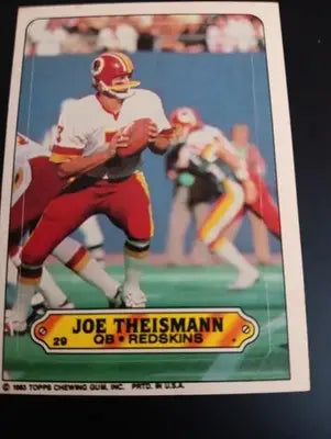 1983 Topps - Stickers Joe Theismann #29. Washington Redskins. EX+