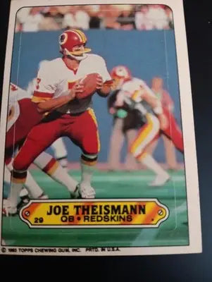1983 Topps - Stickers Joe Theismann #29. Washington Redskins. EX+