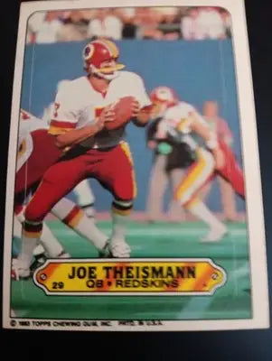 1983 Topps - Stickers Joe Theismann #29. Washington Redskins. EX+