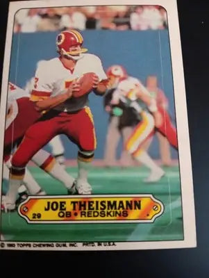 1983 Topps - Stickers Joe Theismann #29. Washington Redskins. EX+