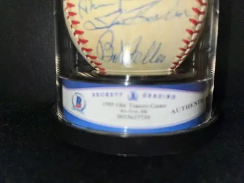 Autographed baseball in display case from 1983 Toronto Blue Jays team signed ball