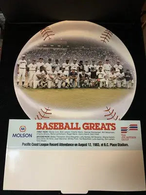 1983 Vancouver BC Baseball Greats Table Standee Roger Maris Hank Aaron Molson - Sports Memorabilia