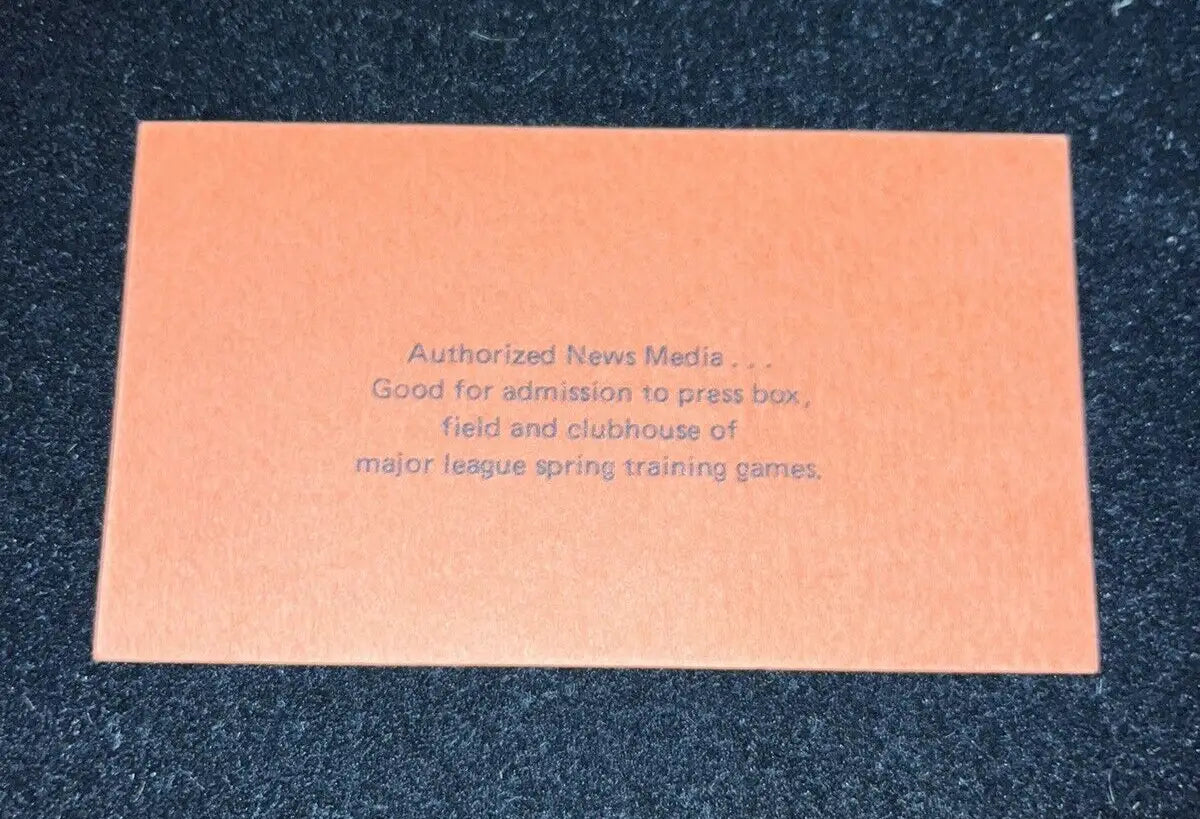 Orange press pass for Atlanta Braves Spring Training in West Palm Beach FL