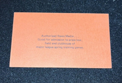 Orange press pass for Atlanta Braves Spring Training in West Palm Beach FL