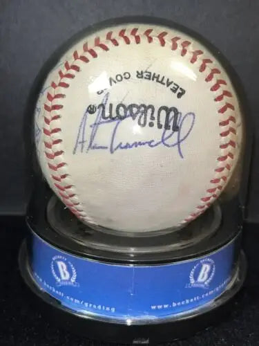 Autographed Detroit Tigers team signed baseball in display case with BAS certification