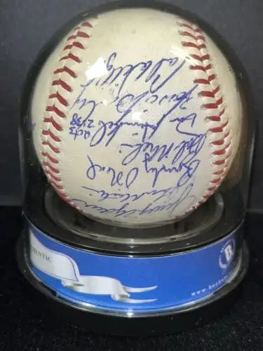 Autographed 1984 Detroit Tigers Team Signed Wilson Logo Baseball in display case