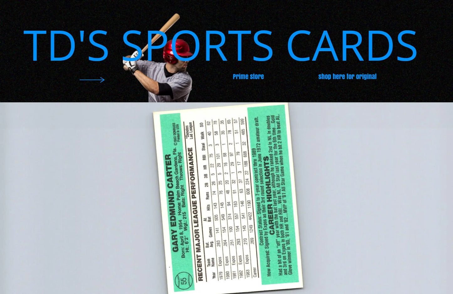 1984 Donruss Gary Carter baseball card for collectors and sports memorabilia enthusiasts