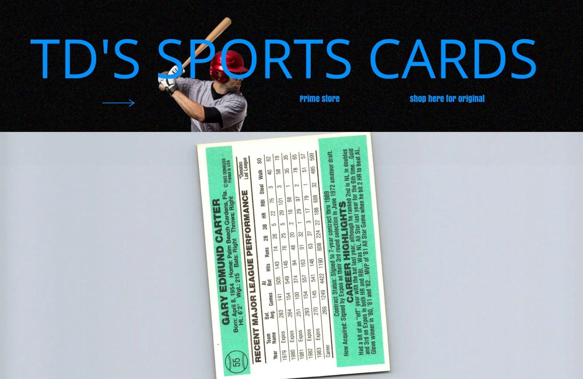 1984 Donruss Gary Carter baseball card for collectors and sports memorabilia enthusiasts