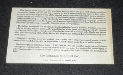 Baseball ticket for 1984 Los Angeles Dodgers Spring Training featuring Orel Hershiser