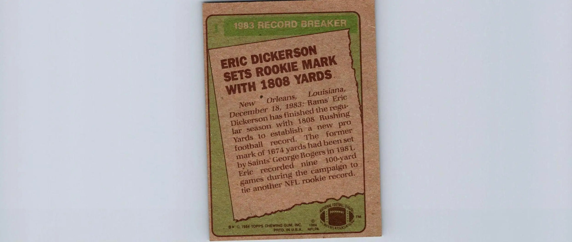 1984 Topps #1 Eric Dickerson rookie card from the popular trading cards collection