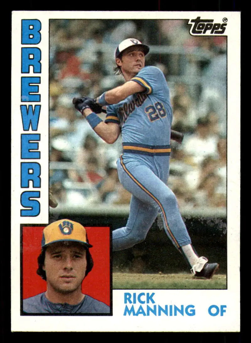 1984 Topps #128 Rick Manning EX Excellent Milwaukee Brewers Baseball Card - Baseball Card Single